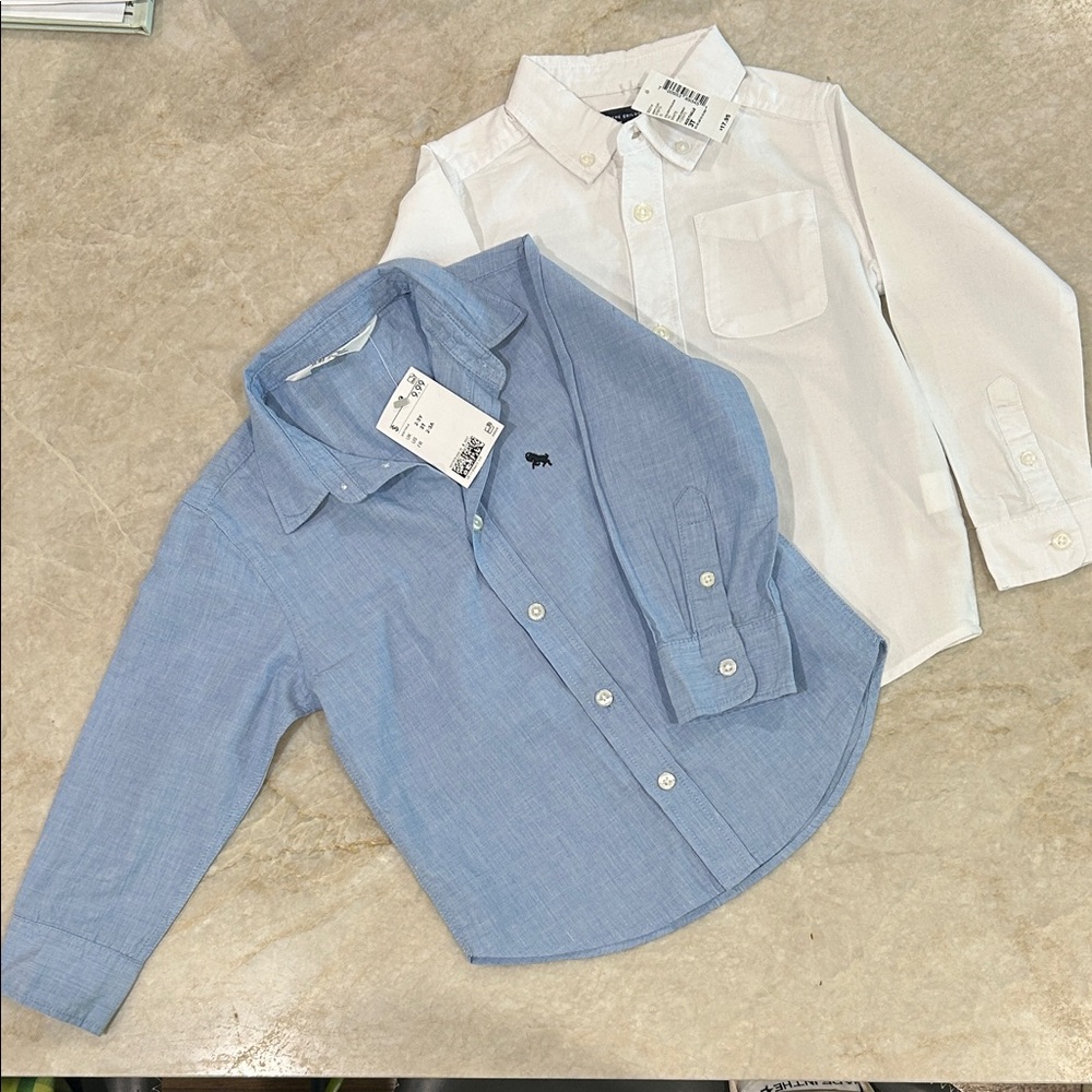 The Children's Place & H&M Blue and White Button-Down Shirts NWT
